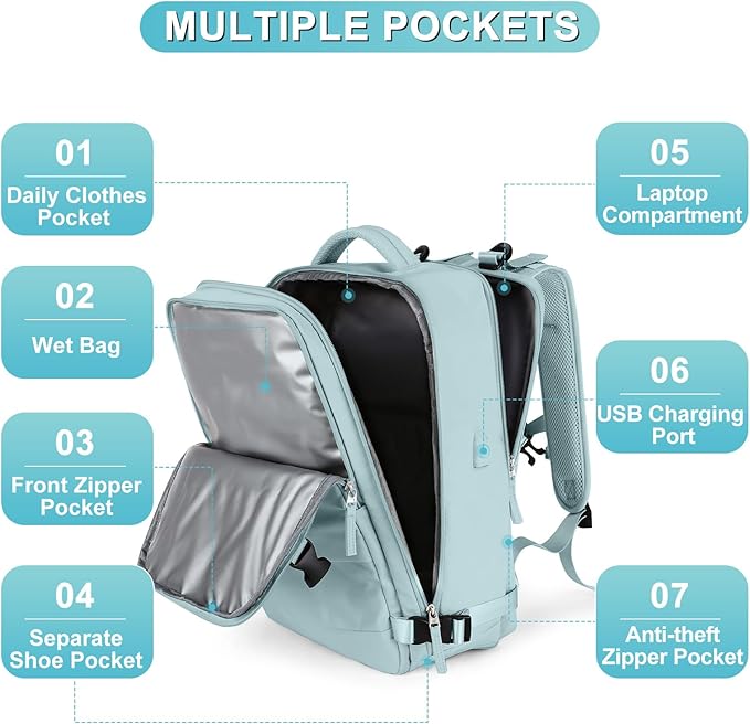 coofay Personal Item Travel Backpack - Image 4