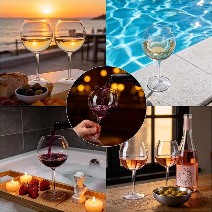 Goodluck Floating Pool Wine Glasses Set of 4, 18oz Tritan Shatterproof Stemware - Image 7
