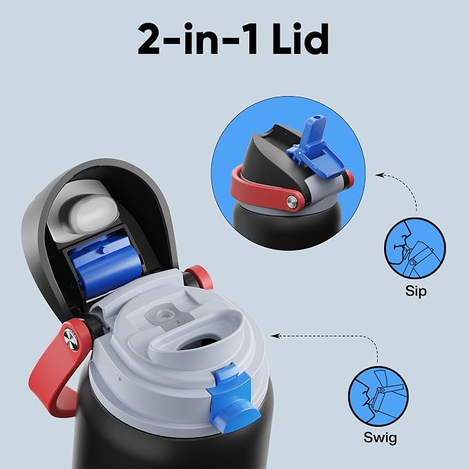 Insulated Water Bottle with Straw - Image 3