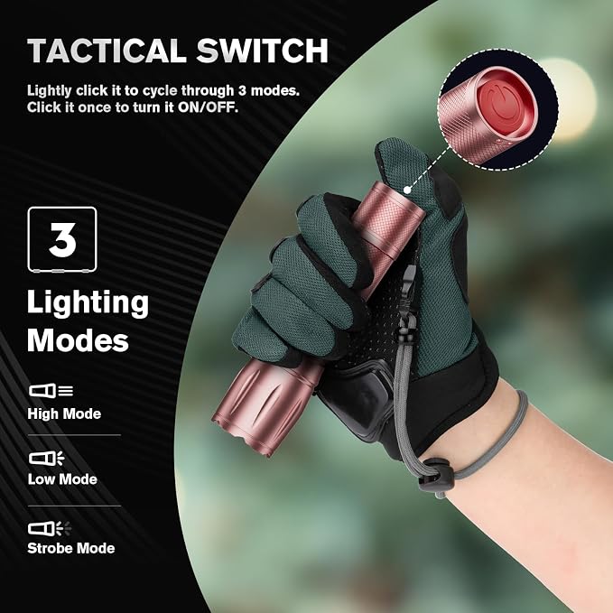 RECHOO LED Flashlight 2 Pack Pink, Tactical Flashlights High Lumens - Image 5