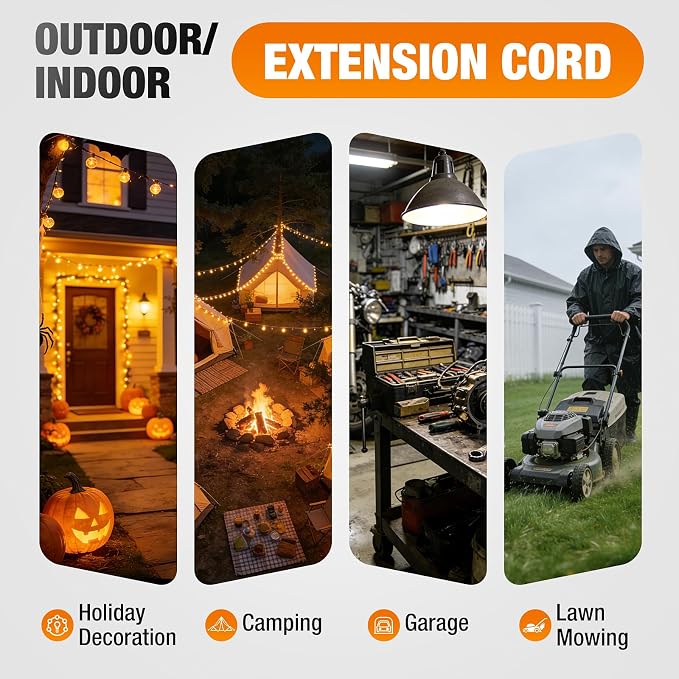 75 FT Outdoor Extension Cord Waterproof, 16/3 Gauge Heavy Duty 3 Prong Power - Image 9
