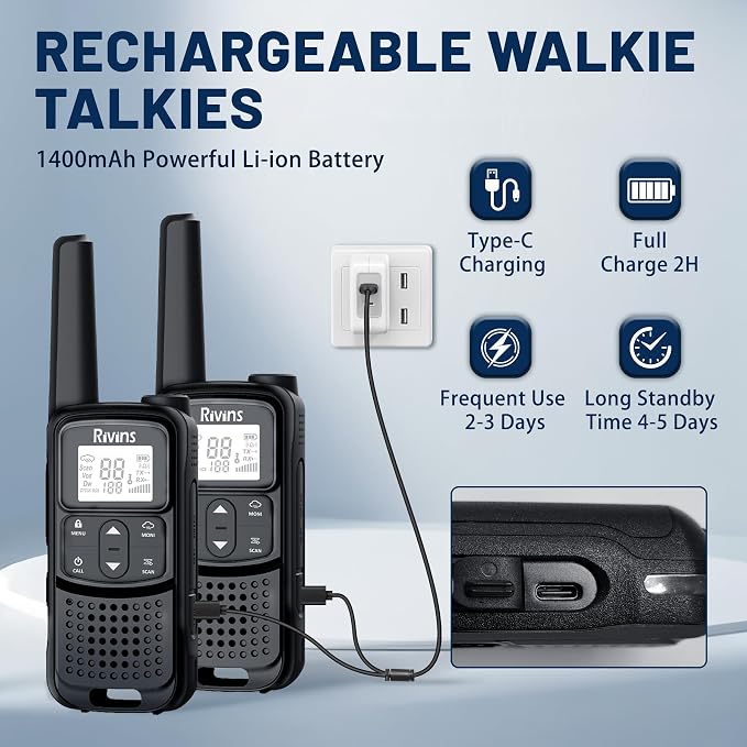 Radios Walkie Talkies Long Range: Rivins F22 Rechargeable Walkie Talkies - Image 3