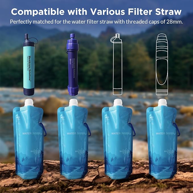 Membrane Solutions Collapsible Water Bottle 23oz, Foldable Pouch Water Bottle - Image 3