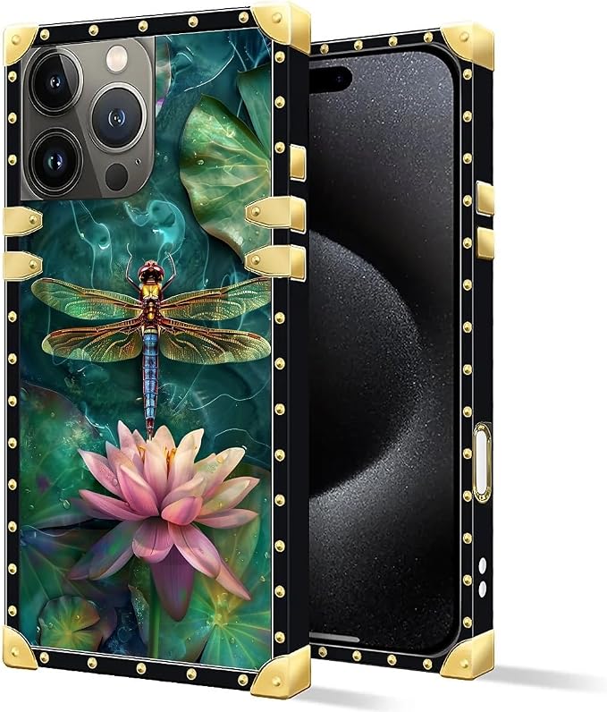 Compatible with iPhone 16 Pro Max Case, Colourful Dragonfly Pink Lily Pads - Image 2
