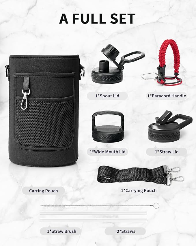 Trebo Water Bottle 64oz with Paracord Handle, Half Gallon Large Vacuum Triple - Image 7