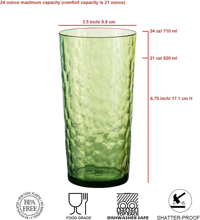 24-ounce Plastic Tumblers, Acrylic Drinking Glasses High-Balls, Reusable - Image 2