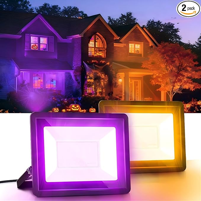 L LOHAS LED Orange and Purple Christmas Halloween Flood Light Outdoor, 2 Pack by LLOHASLED