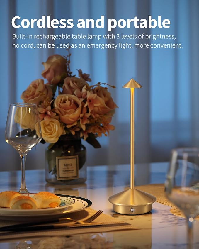 Modern Cordless Table Lamp Set of 2, Portable LED Desk Lamps, 5000mAh - Image 2