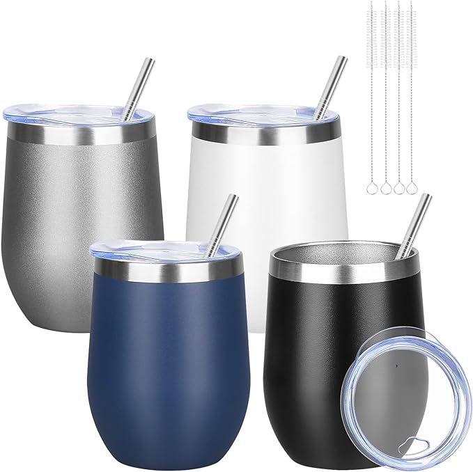12oz/4 Pack Wine Tumbler Glasses by YEBTSLife