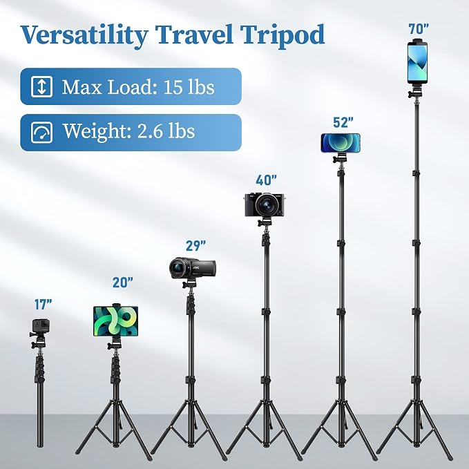Nineigh Phone Tripod, Aluminum Alloy Selfie Stick Tripods, Compatible - Image 6