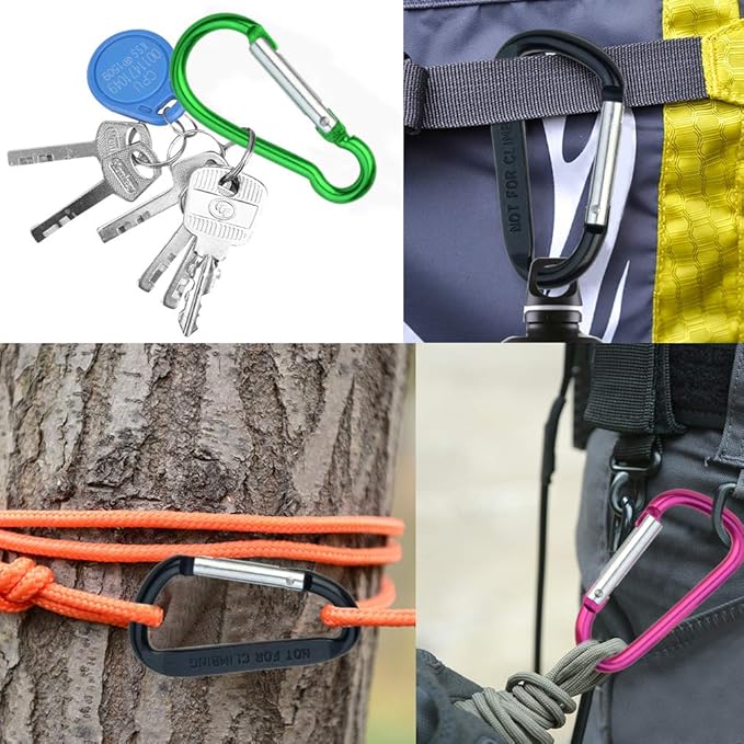 20 Pack Carabiners Clips with Keychain D Ring Caribeaner Clip Hook - Image 7