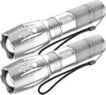 Victoper LED Flashlight 2 Pack Silver, Bright High Lumens Tactical Flashlights by Victoper