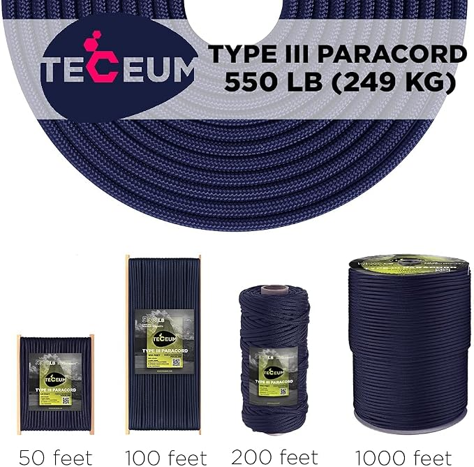 TECEUM 5/32" Paracord Rope 1000 – 1000ft / 200ft / 100ft / 50ft – Tactical - Image 9