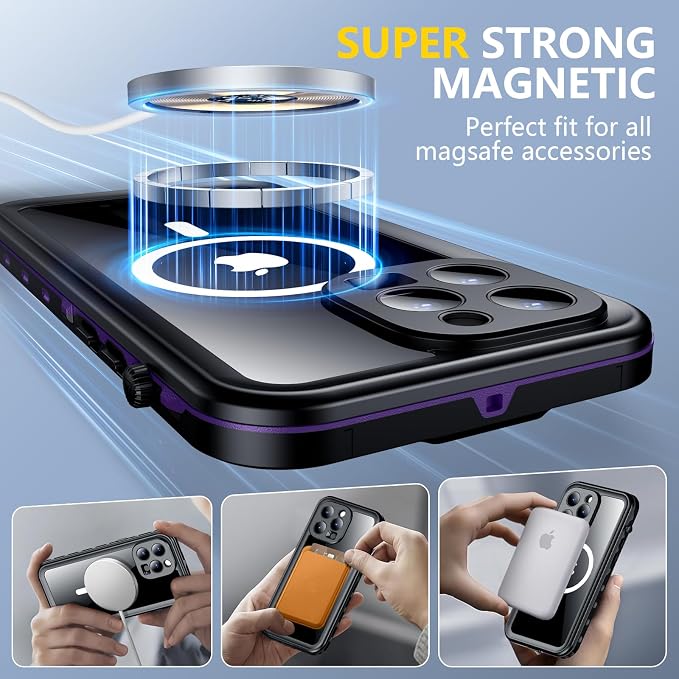 Red2Fire for iPhone 14 Pro Case Waterproof, Phone Case 6.1" Purple/Clear - Image 4