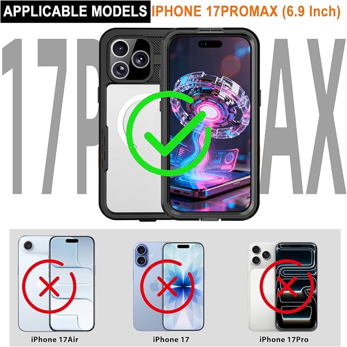 Waterproof Case for iPhone 17 Pro Max, IP68 Military Full-Body Armor, MagSafe - Image 2