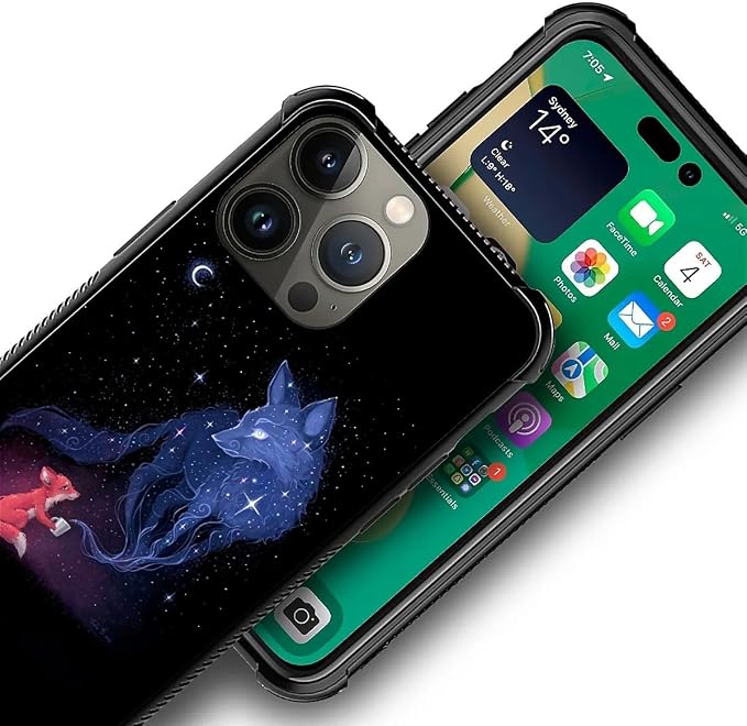 for iPhone 13 Pro Case, Galaxy Fox Wolf Pattern Graphic Design Girl Boy Soft - Image 3