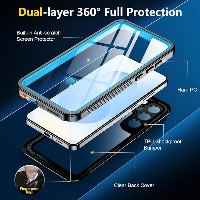 SPIDERCASE Designed for Samsung Galaxy S25 Case Waterproof, Built-in Full - Image 6