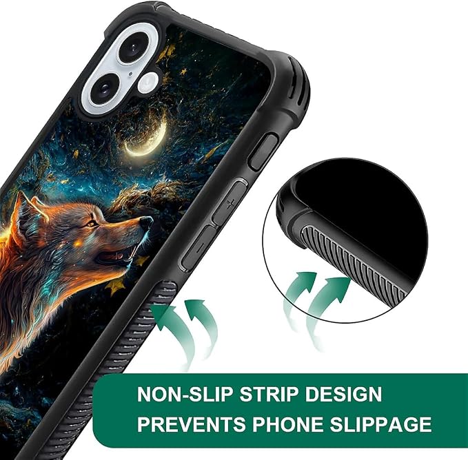 for iPhone 16 Plus Case, Star Cave Hungry Wolf Pattern Graphic Design Girl Boy - Image 6