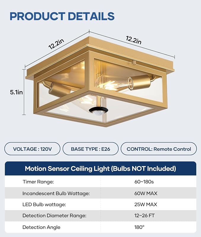 Lynnoland Motion Sensor Outdoor Ceiling Light - Image 9