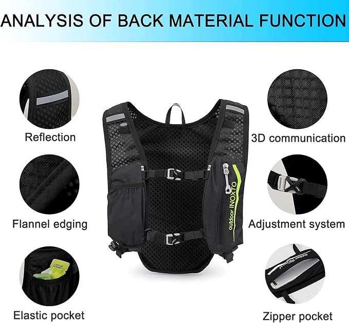 INOXTO Running Hydration Vest Backpack, Lightweight Insulated Pack - Image 3