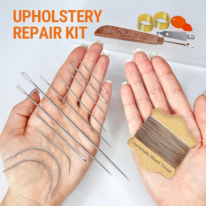 VONEEDL Upholstery Repair Kit: Waxed Sewing Thread & Heavy Duty Needles - Image 2