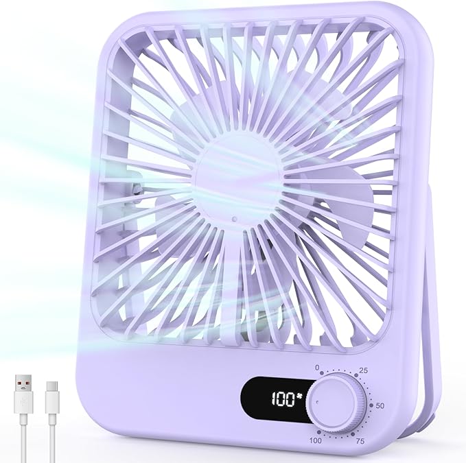 Small Fan Portable, 6.8 Inch Quiet Desk Fan Rechargeable by Cooperwin