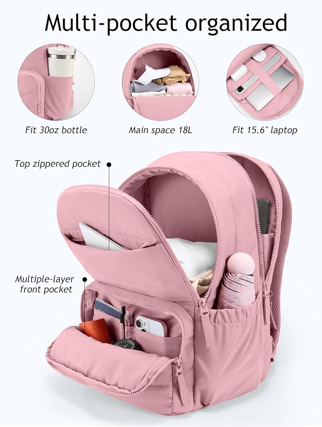 Uselike Travel Backpack for Women, 15.6 Inch Laptop Backpack, Quilted College - Image 2