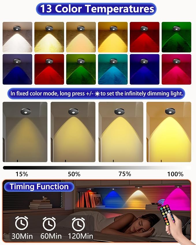 Puck Lights with Remote Control, 2000mAh Rechargeable Cabinet Light, Under - Image 7