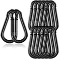 12 Pack 5.5" Heavy Duty Carabiner Clips, M14 Black Galvanized Steel Spring Snap by SEUNGCH