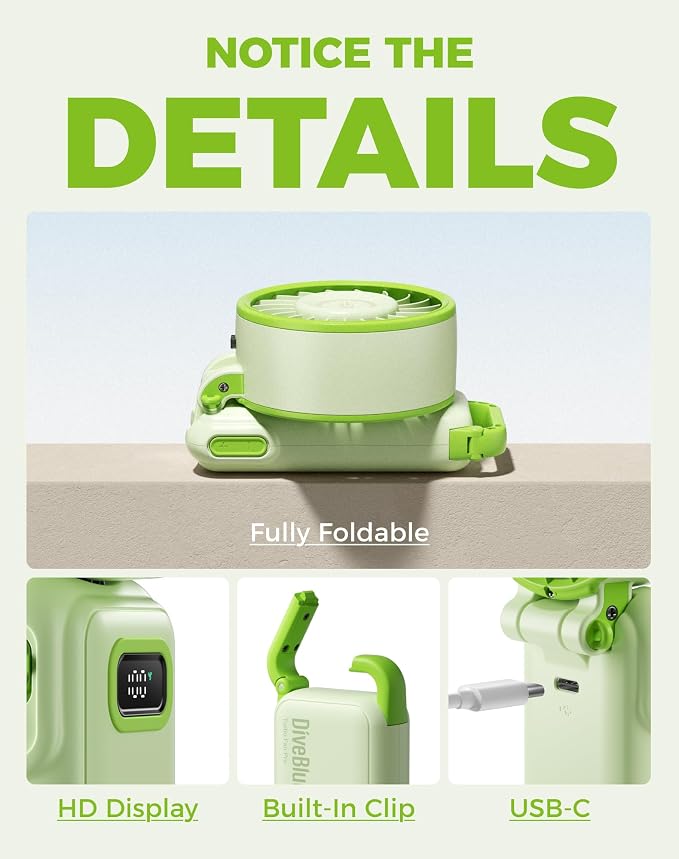 Diveblues Portable Turbo Fan, 100 Speed Handheld Fan - Image 7