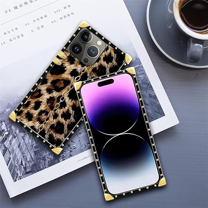 Compatible with iPhone 14 Pro Max Case, Seamless Gold Chain Leopard Luxury - Image 6