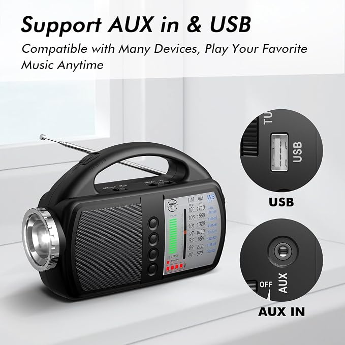 AM FM NOAA Weather Radio, Portable Emergency Radio - Image 7
