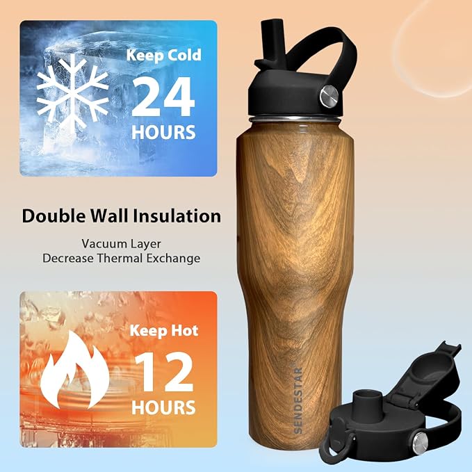 SENDESTAR 32oz Water Bottle Wide Mouth Stainless Steel Vacuum Insulated Double - Image 3