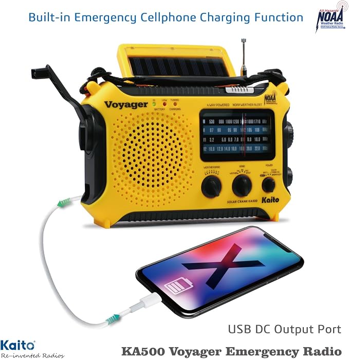 Kaito KA500 5-way Powered Solar Power, Dynamo Crank, Wind Up Emergency - Image 3