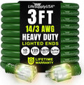 3ft Outdoor/Indoor Extension Cord 14/3 Gauge Heavy Duty 3 Prong SJTW, Waterproof by LifeSupplyUSA