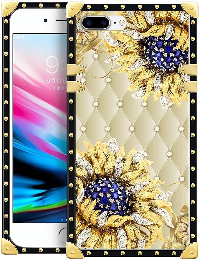 Compatible with iPhone 8 Plus 7 Plus Case, Sunflower Diamonds Leather Luxury by Unknown