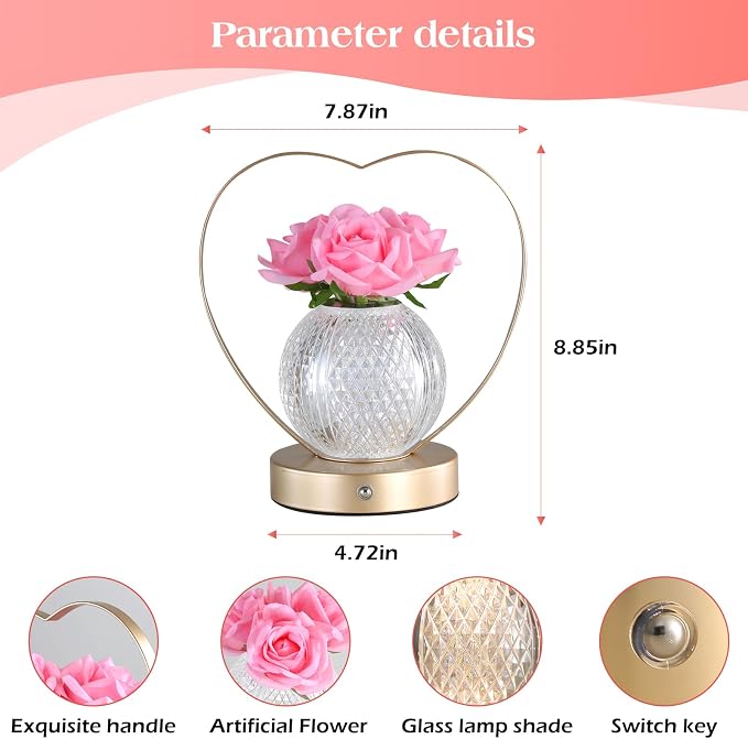 AMWGIMI Rose Flower Lamp, Birthday Gifts - Image 5