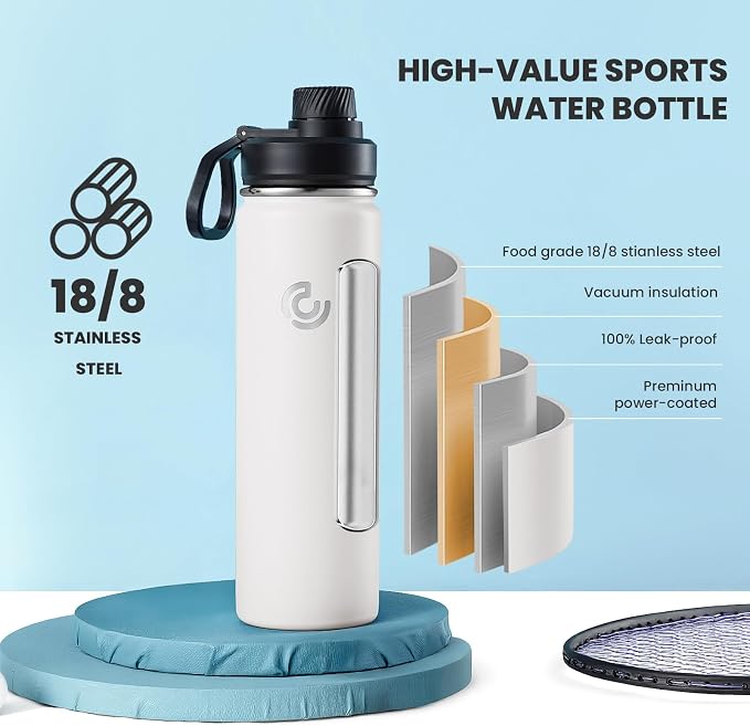 Sports Water Bottle 22oz, Insulated Water Bottle - Image 3