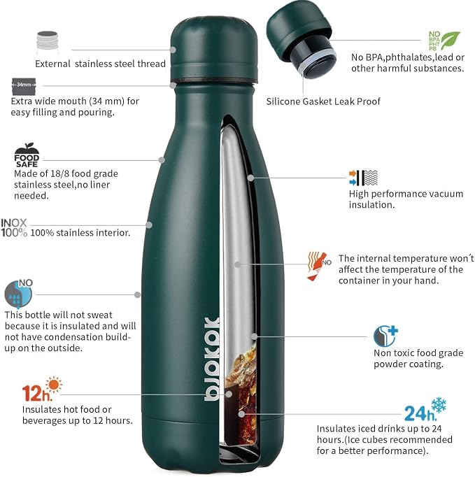 BJPKPK 12oz Small Insulated Water Bottles Stainless Steel Water Bottle - Image 3