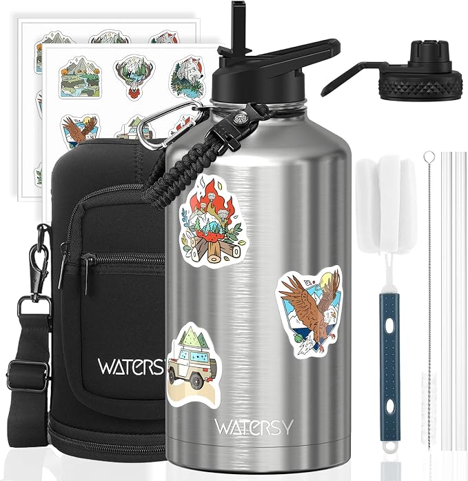 87oz Insulated Water Bottle, BPA Free&Leak Proof, 1.5 Gallon Stainless Steel by Watersy