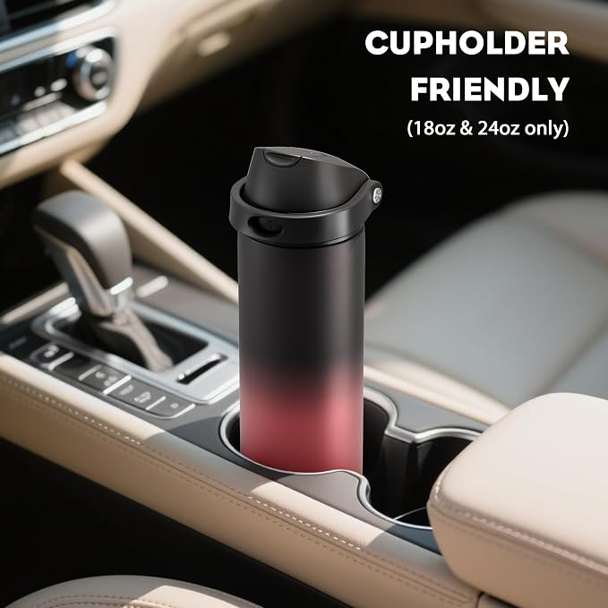 POWCAN 24 oz Stainless Steel Water Bottle: 2-in-1 Push-Button Spout & - Image 5