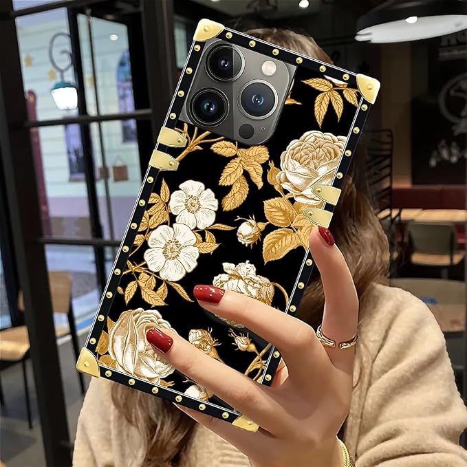 Compatible with iPhone 12 Pro Max Case, Blooming Rose Golden Flower Luxury - Image 6