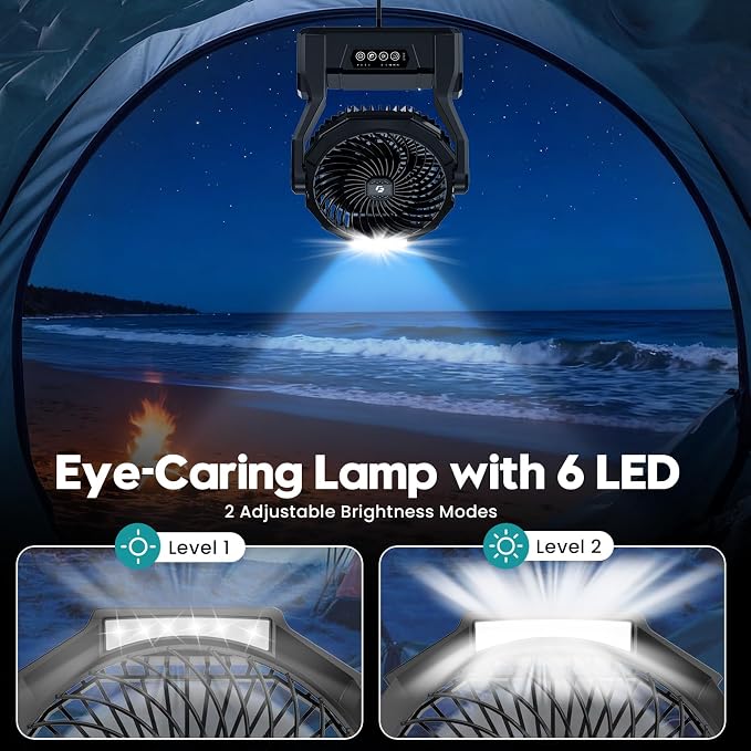XZK Camping Fan, 20000mAh Rechargeable Battery Powered Fan - Image 2