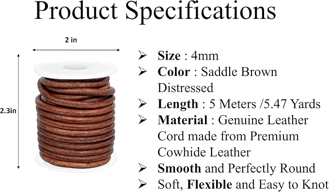 GENIQUE Real/Genuine Round Leather String Cord - Image 2