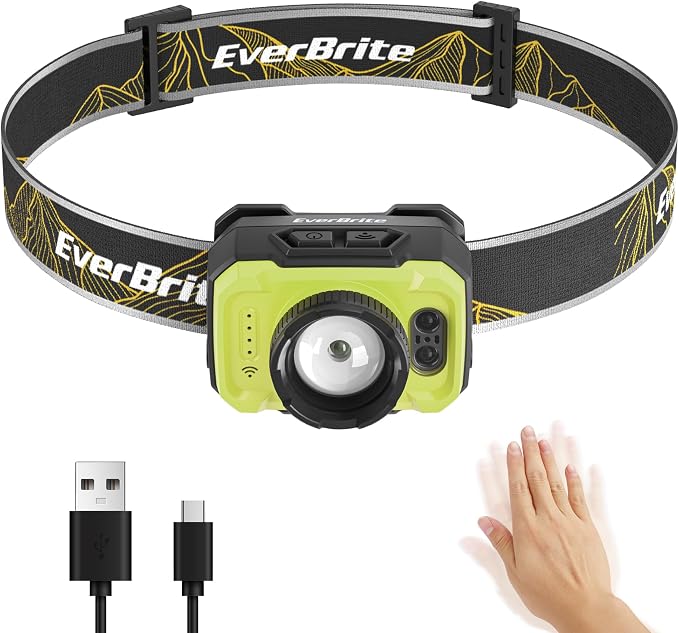 EverBrite 600 Lumen Headlamp, Rechargeable Headlight by EverBrite