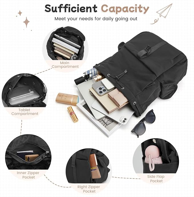 G4Free Small Backpack for Women, Nylon Casual Daypack for Work Travel Campus - Image 6