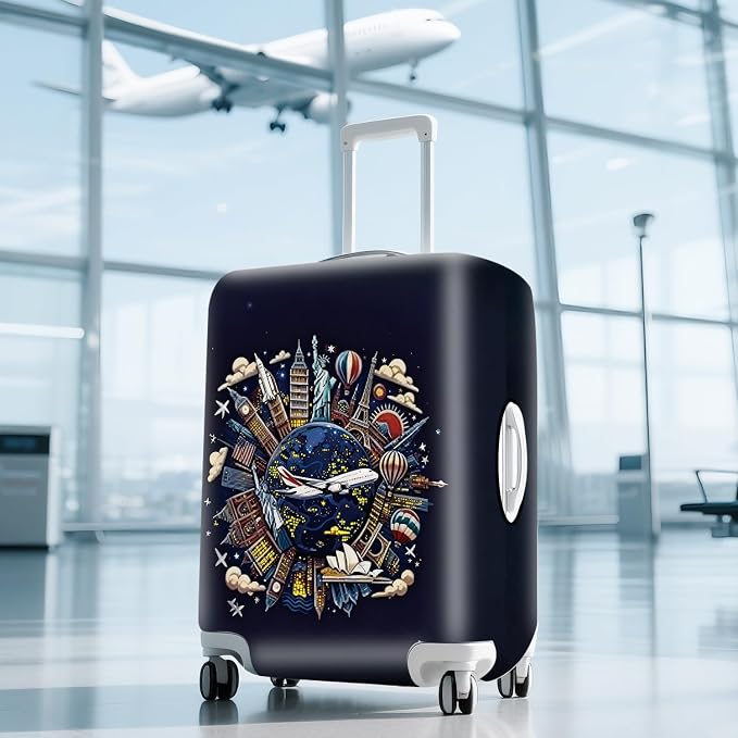 ANNA QUEEN Travel Globe Airplane Luggage Cover -Stretchable Airplane Suitcase - Image 9