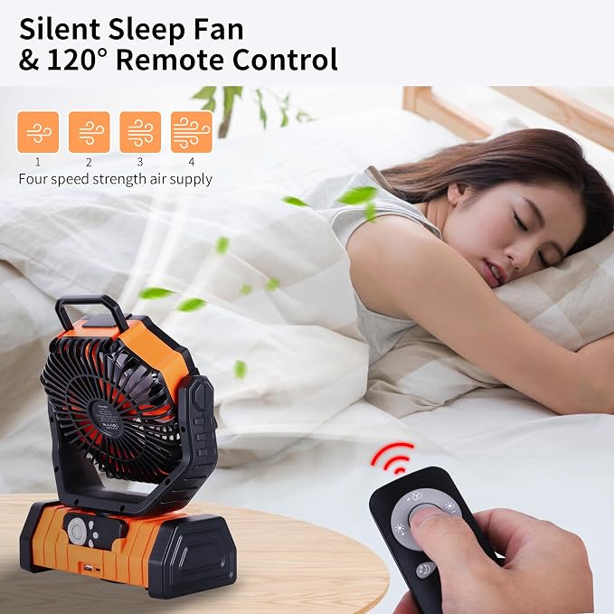 20000mAh Emergency Battery Powered Fan & LED Light, Battery Operated - Image 6