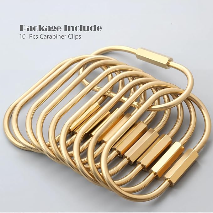 CMVFYL 10 Pcs Gold Brass Key Rings, Small Locking Carabiner Clip Keychain - Image 7