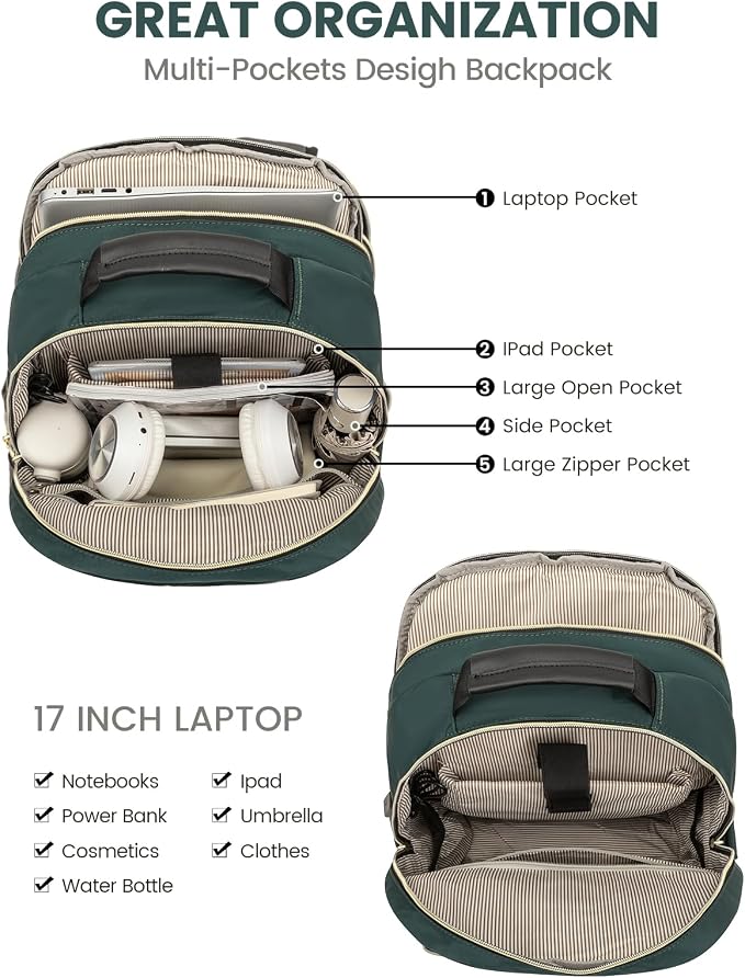 LOVEVOOK Laptop Backpack for Women, Large Capacity Travel Computer Work Bag - Image 3